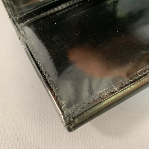 GUCCI Black Embossed Monogram Logo Patent Leather Checkbook Wallet