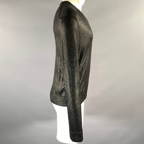 TOM FORD Size S Black Knitted Silk V-Neck Pullover