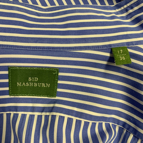 SID MASHBURN Size L Blue White Stripe Cotton One Pocket Long Sleeve Shirt