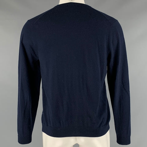 BROOKS BROTHERS Size M Navy Merino Wool V-Neck Pullover