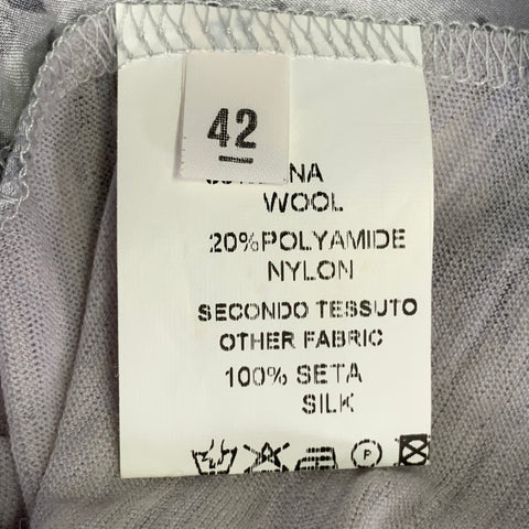 WHYCI MILANO Size 6 Grey Lilac Wool Nylon Mixed Patterns Casual Top