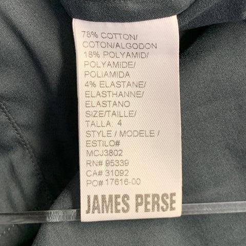 JAMES PERSE Taille XL Chemise à manches longues en coton mélangé anthracite avec découpe