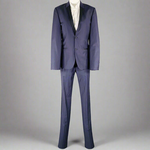 CALVIN KLEIN COLLECTION Size 34 Navy Black Wool Shawl Lapel Tuxedo
