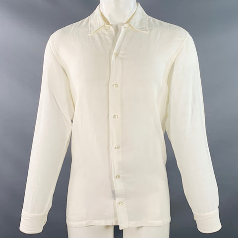 ERMENEGILDO ZEGNA Size M White Spread Collar Long Sleeve Shirt