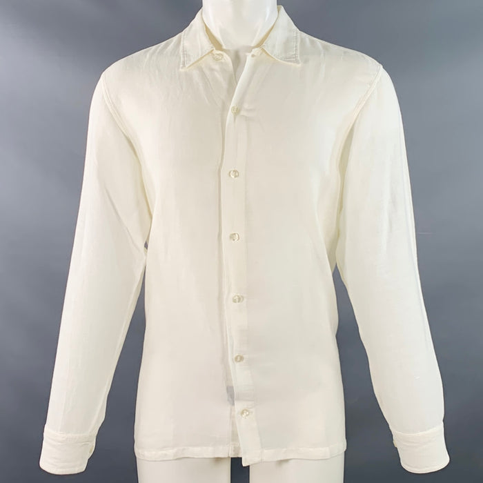 ERMENEGILDO ZEGNA Size M White Spread Collar Long Sleeve Shirt