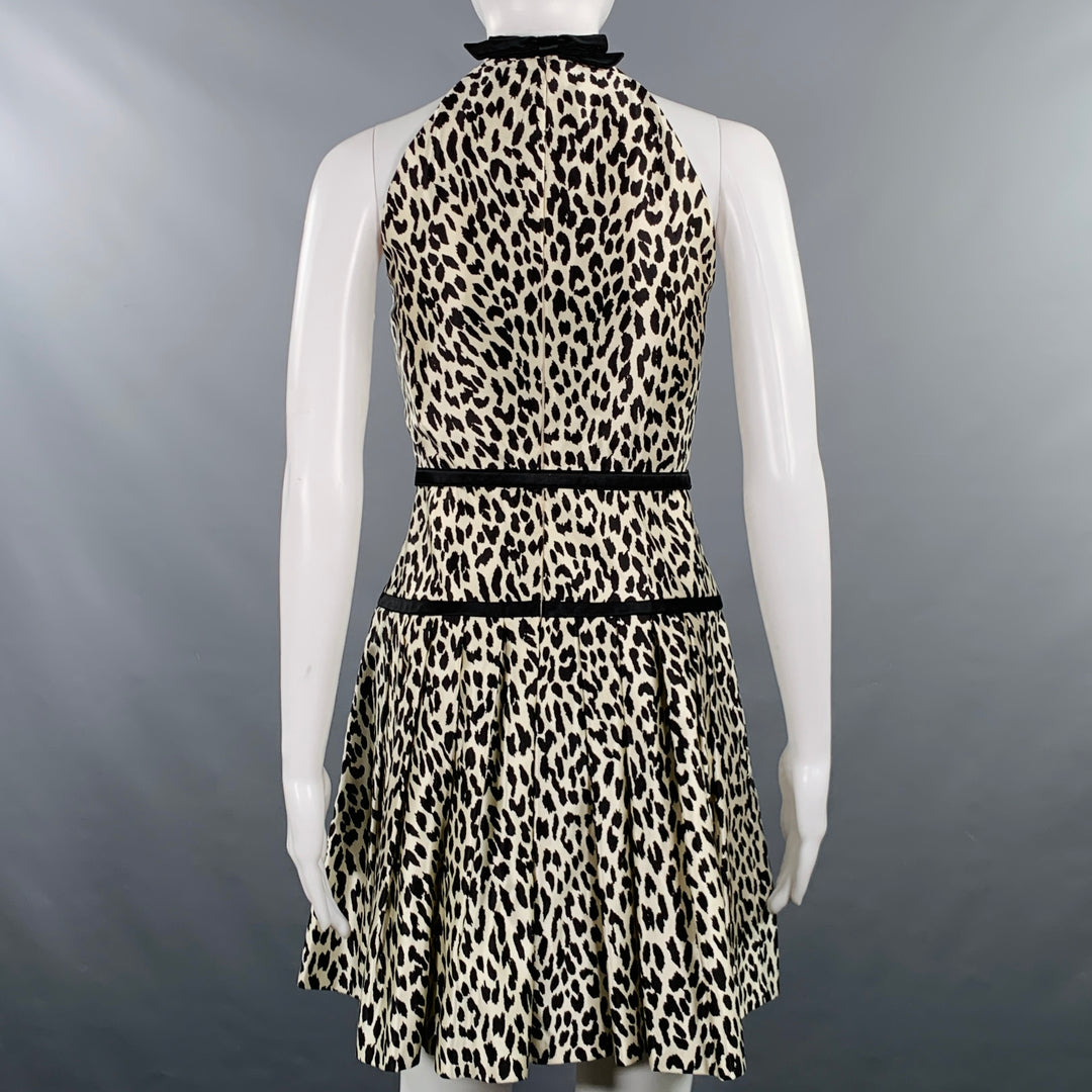 VALENTINO Size S White Black Animal Print Halter Cocktail Dress Sui Generis Designer Consignment VALENTINO Size S White Black Animal Print Halter Cocktail Dress Sui Generis Designer Consignment