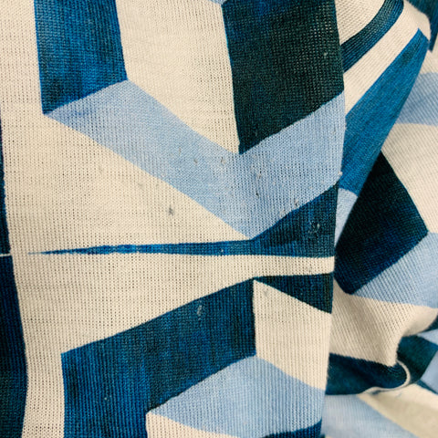 DOLCE & GABBANA Size S Blue White Graphic Cotton Short Sleeve Polo