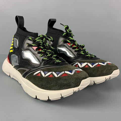 VALENTINO Size 10 Multi-Color Leather High Top Sneakers