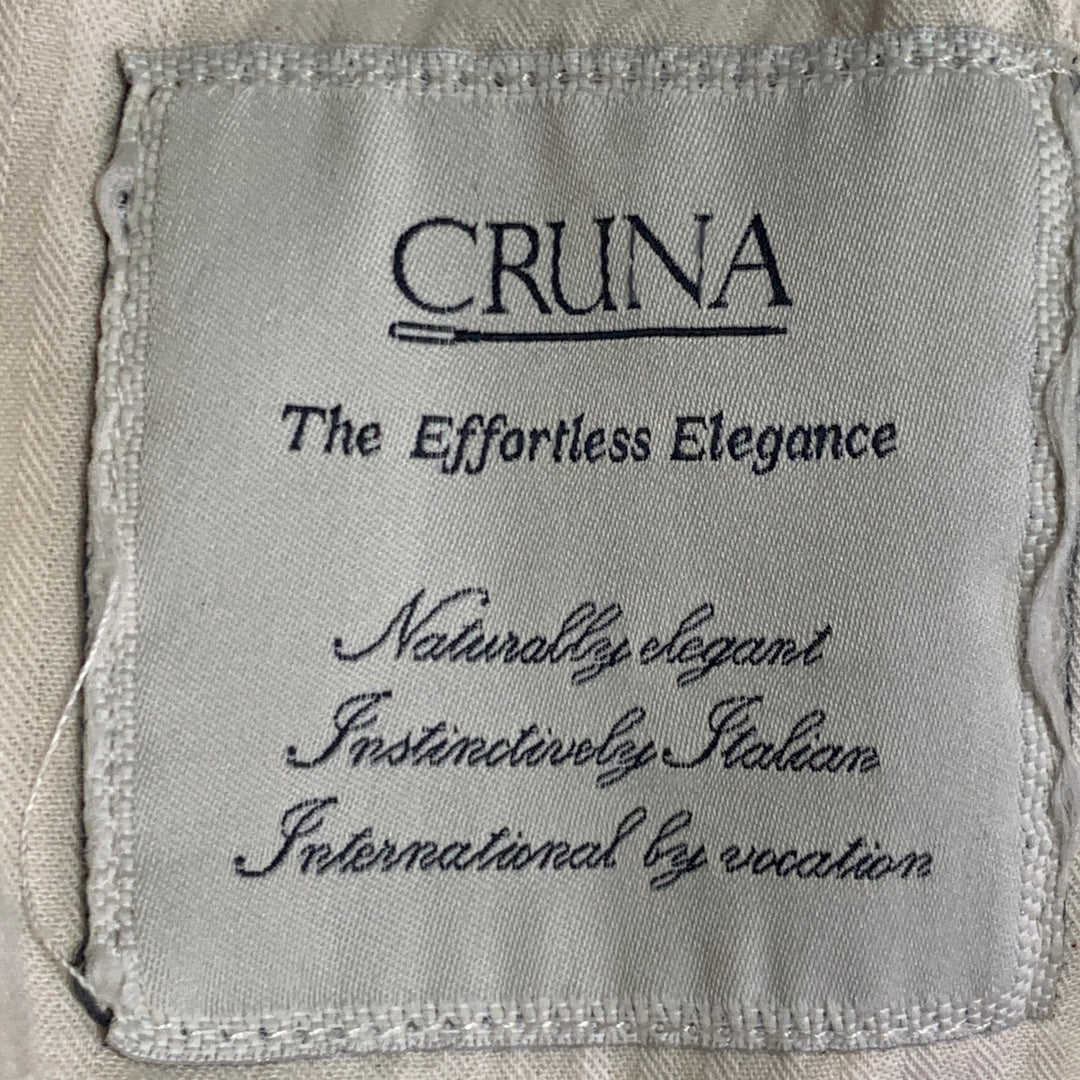 CRUNA Size 32 White Blue Stripe Cotton Blend Drawstring Casual Pants