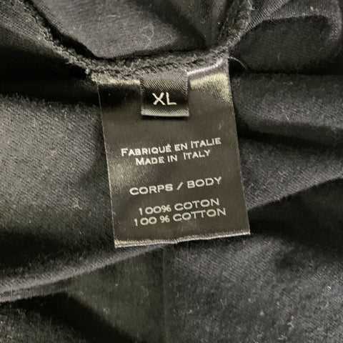 BALMAIN Size XL Black Solid Cotton Crew Neck t shirt