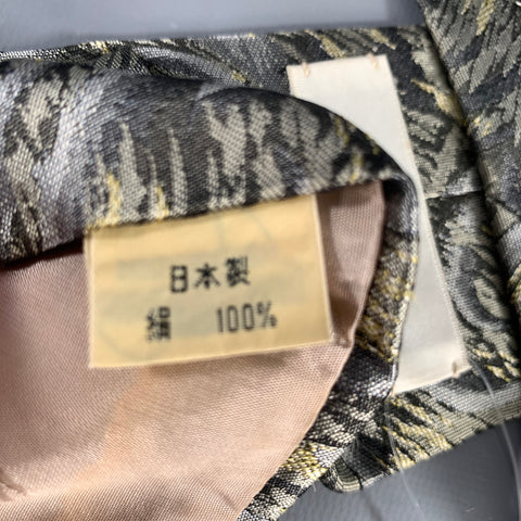 ISSEY MIYAKE Grey Khaki Geometric Silk Tie