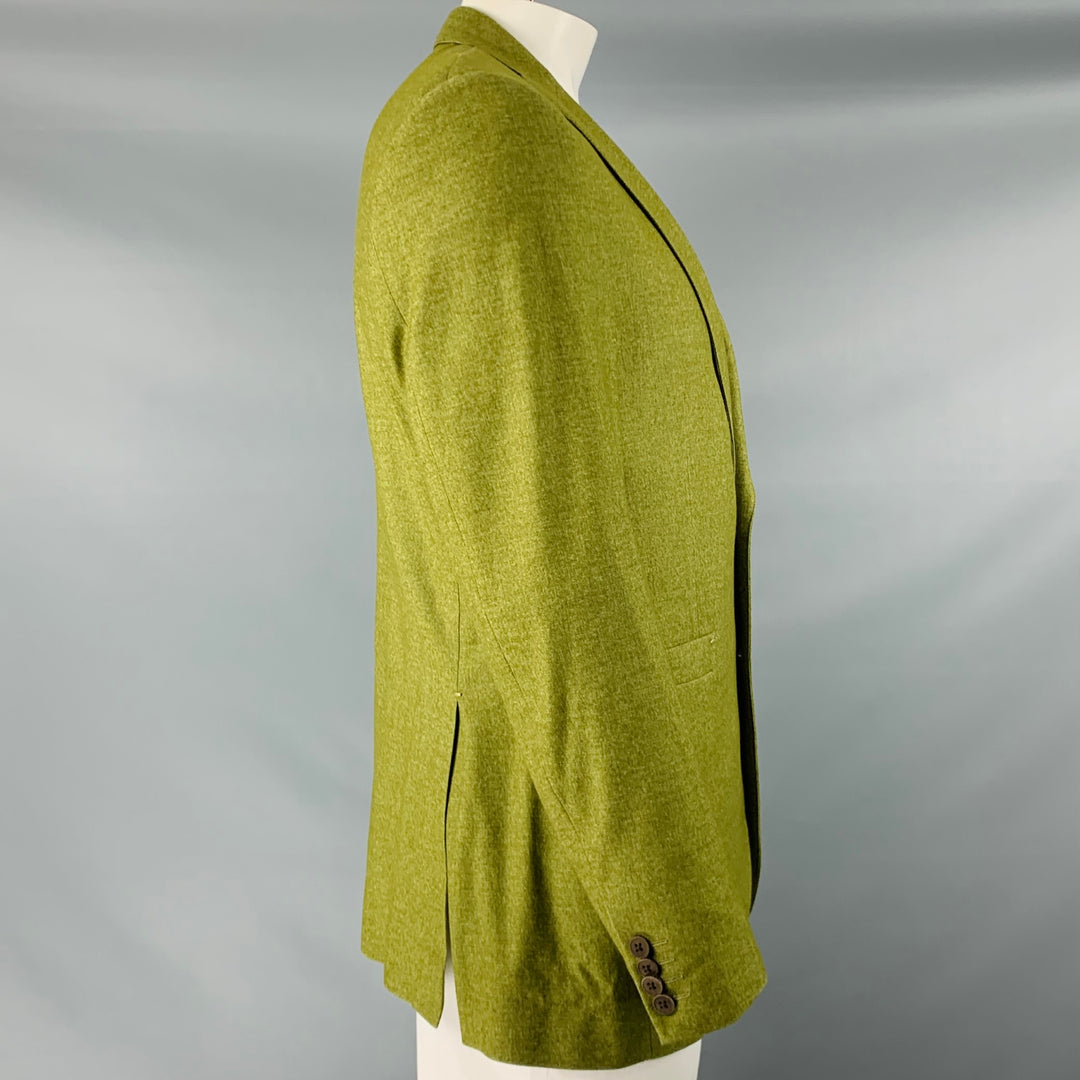 ETRO Talla 44 Abrigo deportivo con solapa de pico en mezcla de lana verde jaspeado