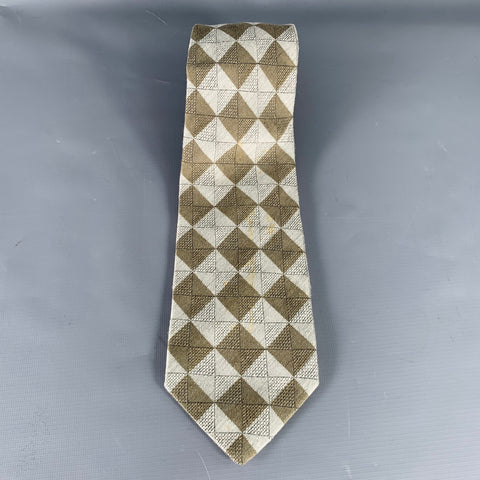 ZANZARA Grey Olive Checkered Silk Tie