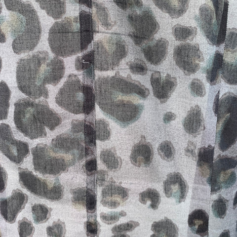 DRIES VAN NOTEN Size 40 Black Charcoal Animal Print Cotton Long Sleeve Shirt