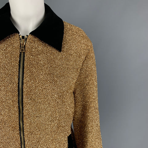 MOSCHINO Talla 6 Chaqueta con cremallera metálica de poliéster negro dorado