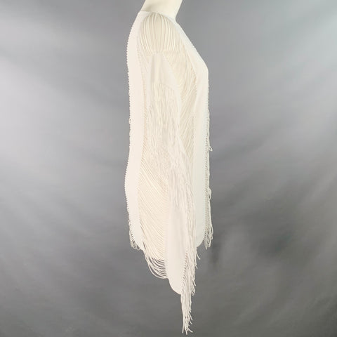PILYQ Size M Monique White Polyamide Blend Fringe Sleeveless Casual Top