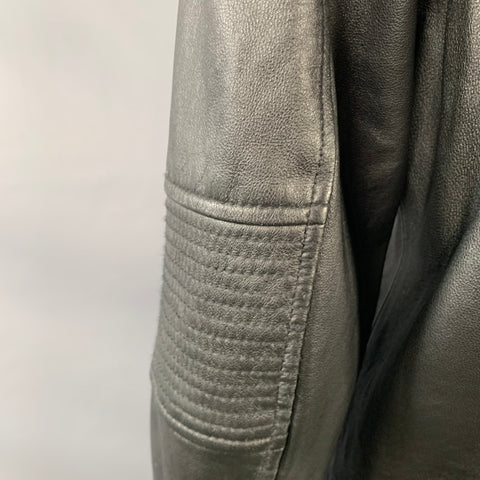 WEST COAST LEATHER Size L Racer Black Lambskin Leather Hooded Zip Up Jacket