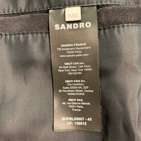 SANDRO Size XXL Black Suede Bomber Jacket