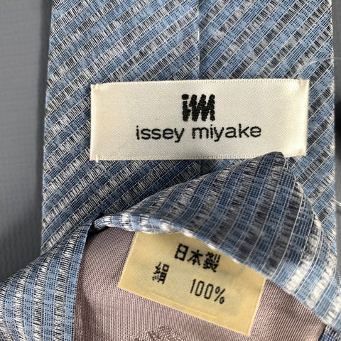 ISSEY MIYAKE Gray Light Blue Jacquard Silk Tie