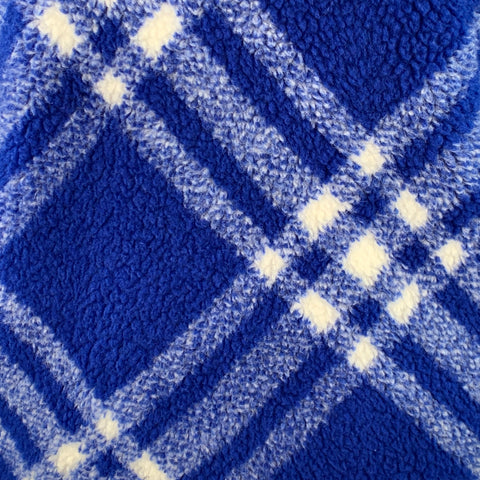 BURBERRY Size XS Blue White Plaid Acrylic Blend Fleece Hoodie Pullover Jacket