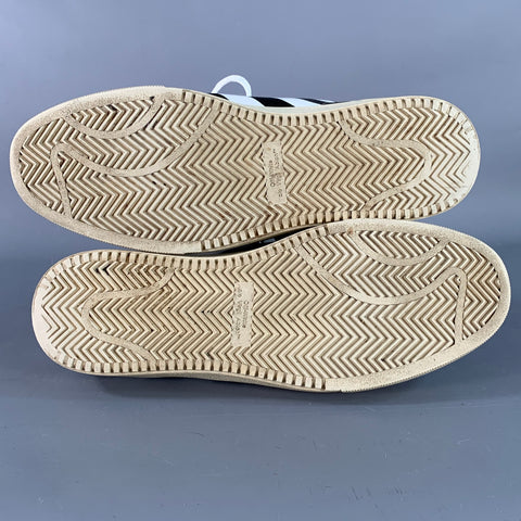 OFF-WHITE Size 9 Black White Stripe Leather Sneakers