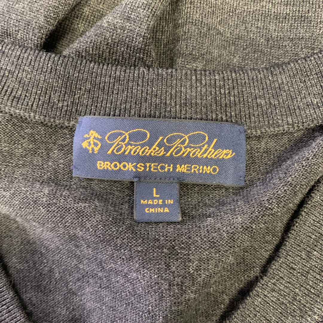 BROOKS BROTHERS Size L Gray Heather Wool Ribbed Vest