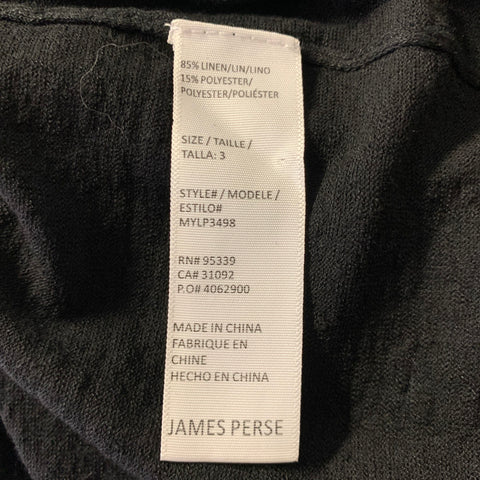 JAMES PERSE Size L Black Knit Linen Polyester Henley T-shirt