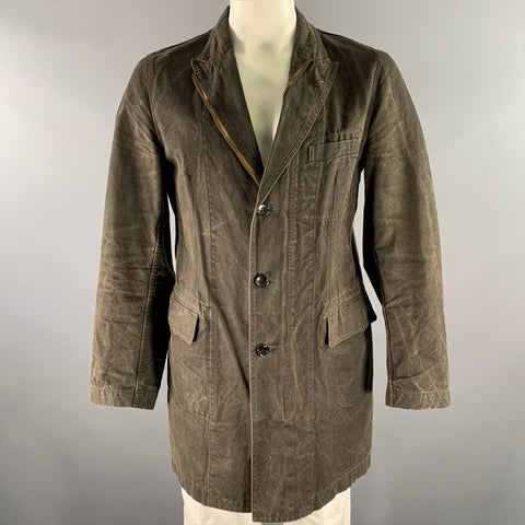 COMME des GARCONS HOMME Size L Brown Distressed Cotton Peak Lapel Jacket