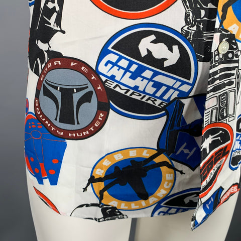 COMME des GARCONS SHIRT Size M Star Wars White Multi Color Print Cotton Long Sleeve Shirt