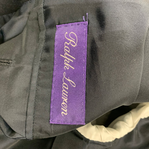 RALPH LAUREN PURPLE LABEL Size 42 Black Gold Wool Cashmere Double Breasted Coat