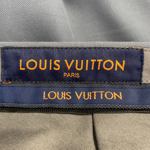 LOUIS VUITTON Size 36 Grey Twill Cotton Flat Front Tapered Dress Pants