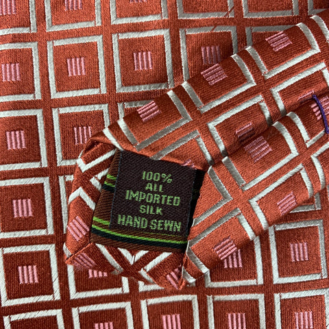 VINTAGE Orange Print Silk Tie