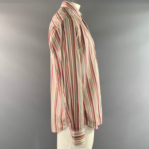 ROBERT GRAHAM Size XL Pink Multi Color Stripe Cotton Button Up Long Sleeve Shirt