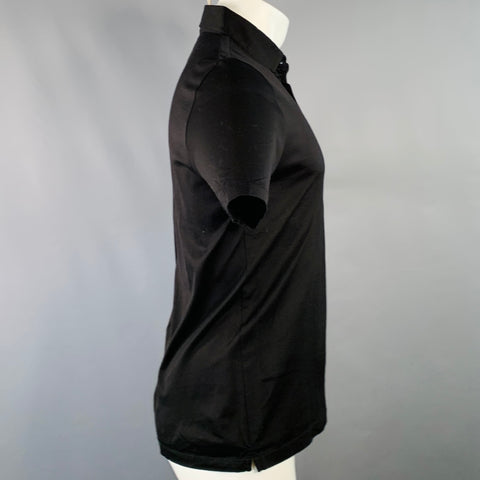 REISS Size S Elliot Black Cotton One Pocket Polo