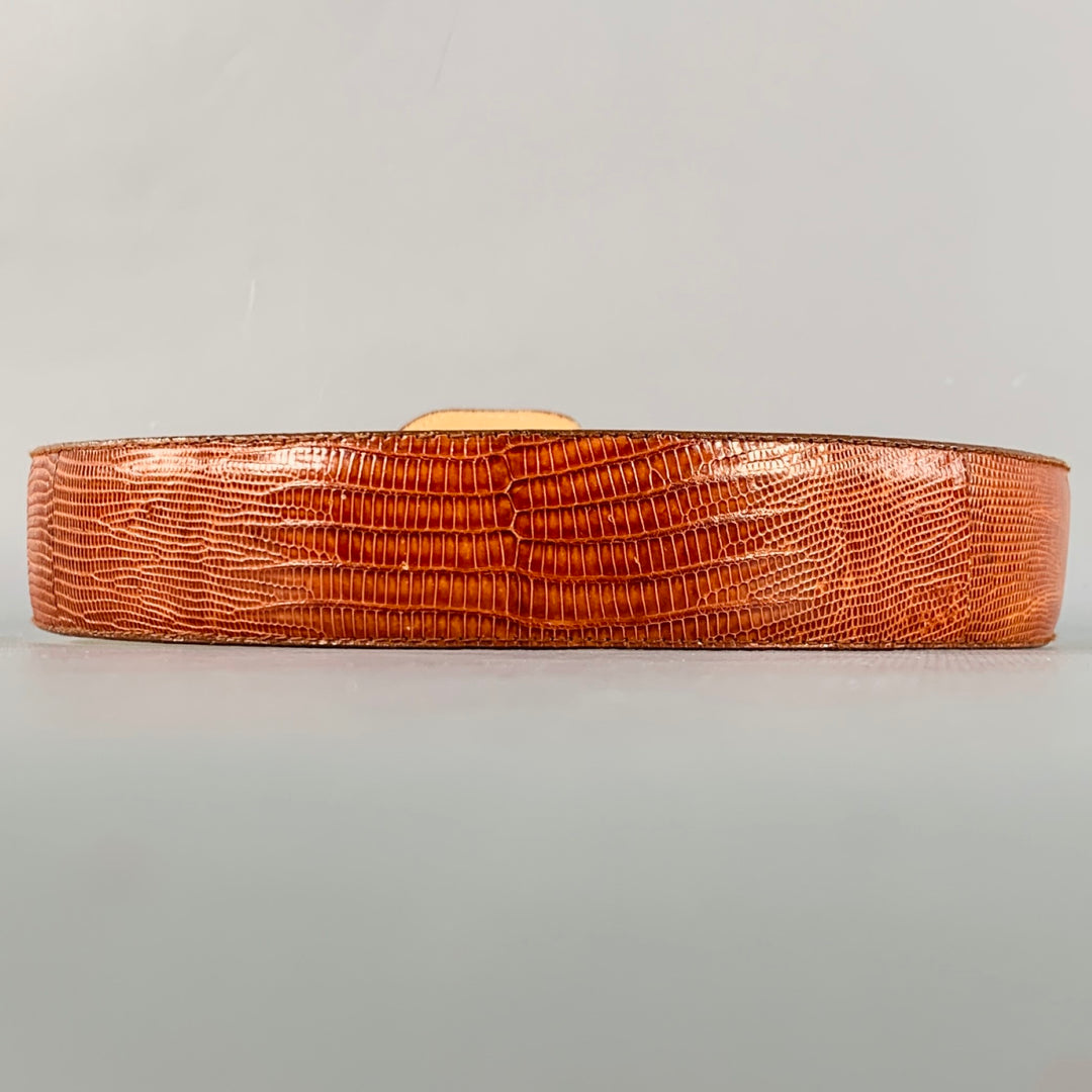 LINDA ALLARD Size S Brown Cognac Lizard Leather Covered Buckle Belt LINDA ALLARD Size S Brown Cognac Lizard Leather Covered  main image 4