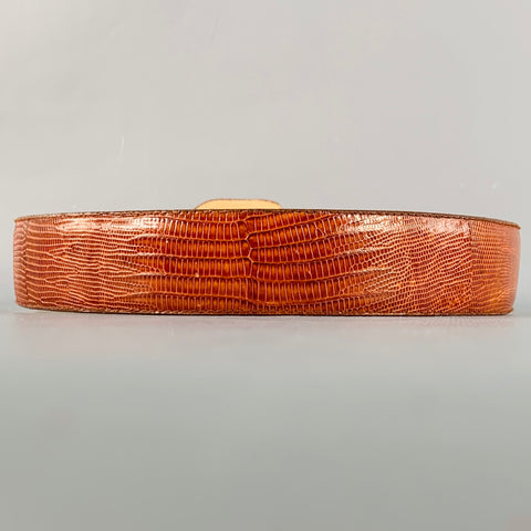 LINDA ALLARD Taille S Marron Cognac Ceinture Boucle Recouverte Cuir Lézard
