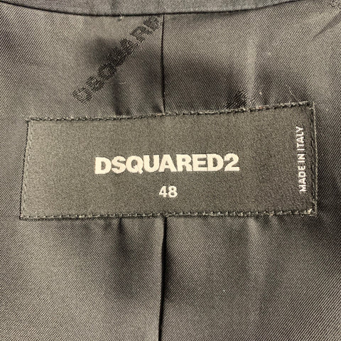 DSQUARED2 Size 38 Black Wool Silk Peak Lapel Suit