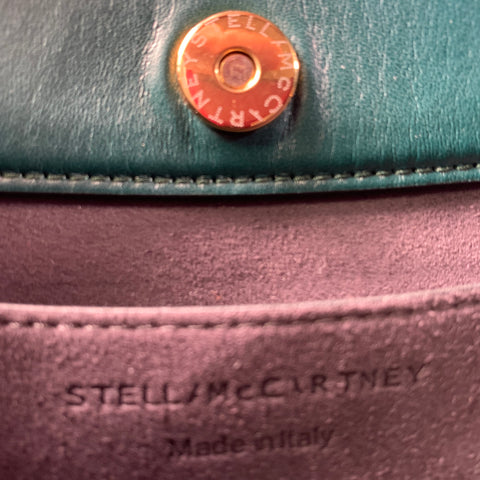 STELLA McCARTNEY Green Faux Leather Chain Strap Handbag