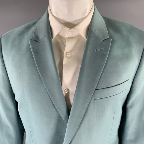 PS by PAUL SMITH Size 42 Turquoise Wool Mohair Notch Lapel Sport Coat