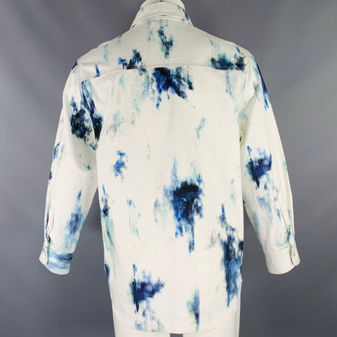 ALEXANDER MCQUEEN 2022 Size 40 White Blue Tie Dye Cotton Long Sleeve Shirt