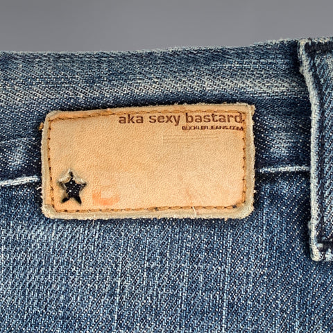 BUCKLER Size 31 Blue Cotton Denim Straight Jeans