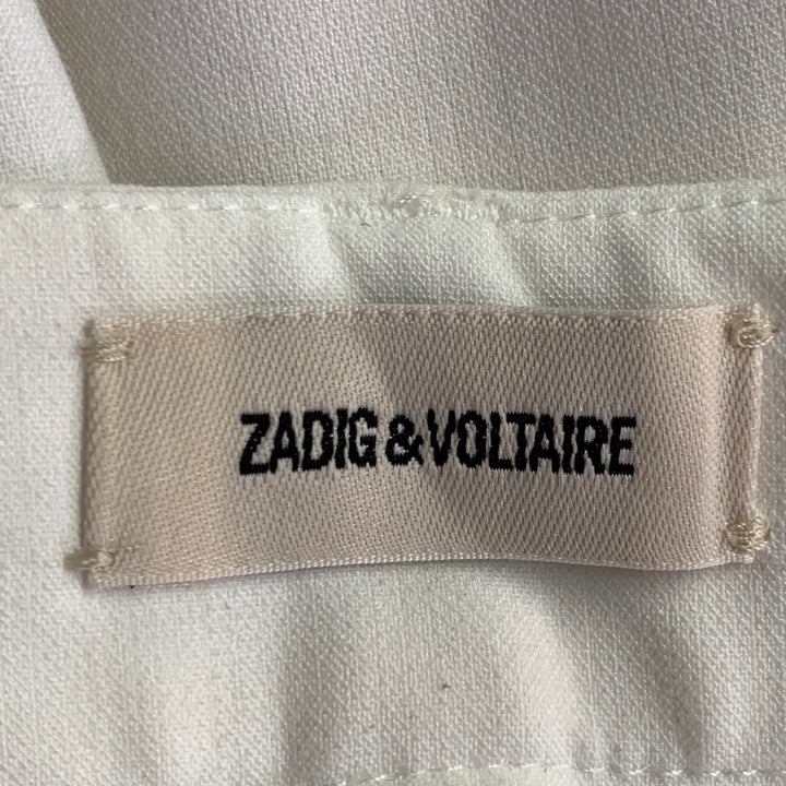 ZADIG & VOLTAIRE Size M Off White Polyester Blend Rhinestone Studded Peak Lapel Pantsuit