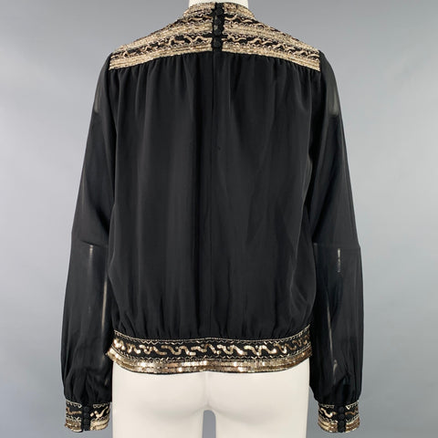 THE KOOPLES Taille S Blouse Manches Longues Noir Or Polyester