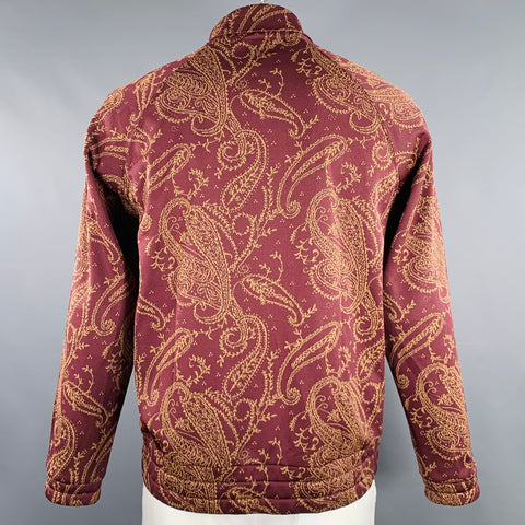 NEEDLES Size L Burgundy Beige Paisley Polyester Zip Up Jacket