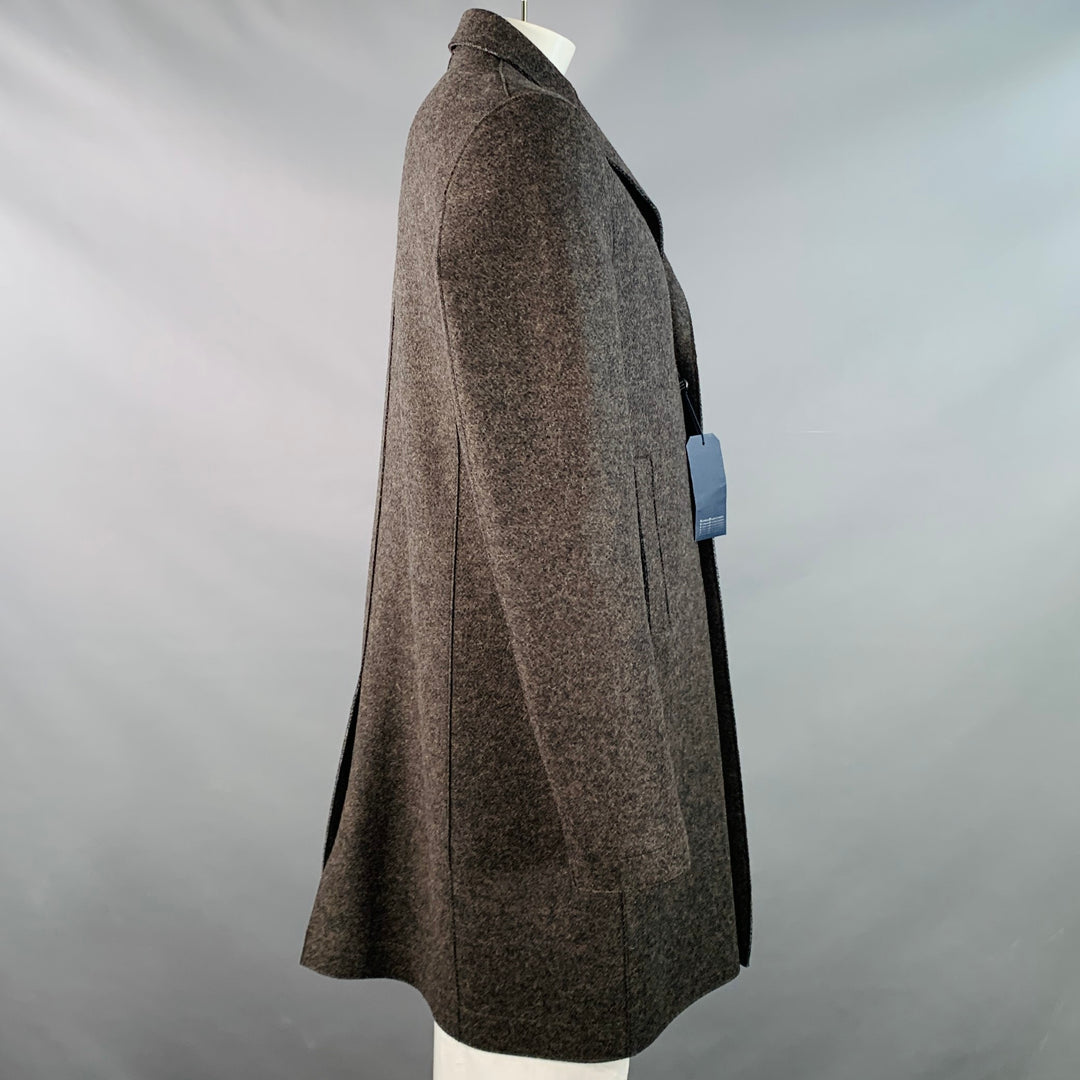 HARRIS WHARF LONDON Size 46 Heather Grey Brown Black Wool Single Breasted Coat