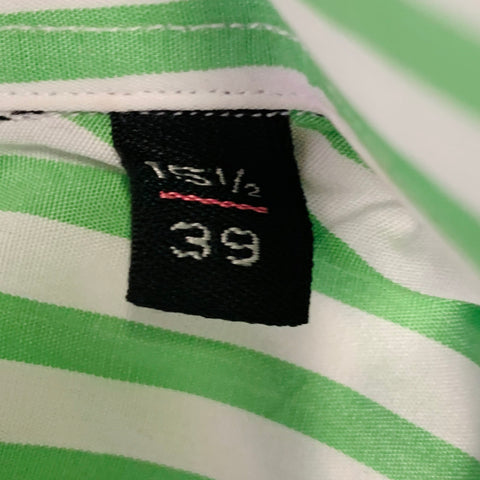 GARRICK ANDERSON Size S Green White Stripe Cotton French Cuff Long Sleeve Shirt