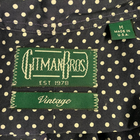 GITMAN BROS Size M Black White Polka Dot Cotton One Pocket Long Sleeve Shirt
