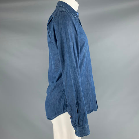PAUL SMITH Size S Blue Cotton Tailored Fit Long Sleeve Shirt