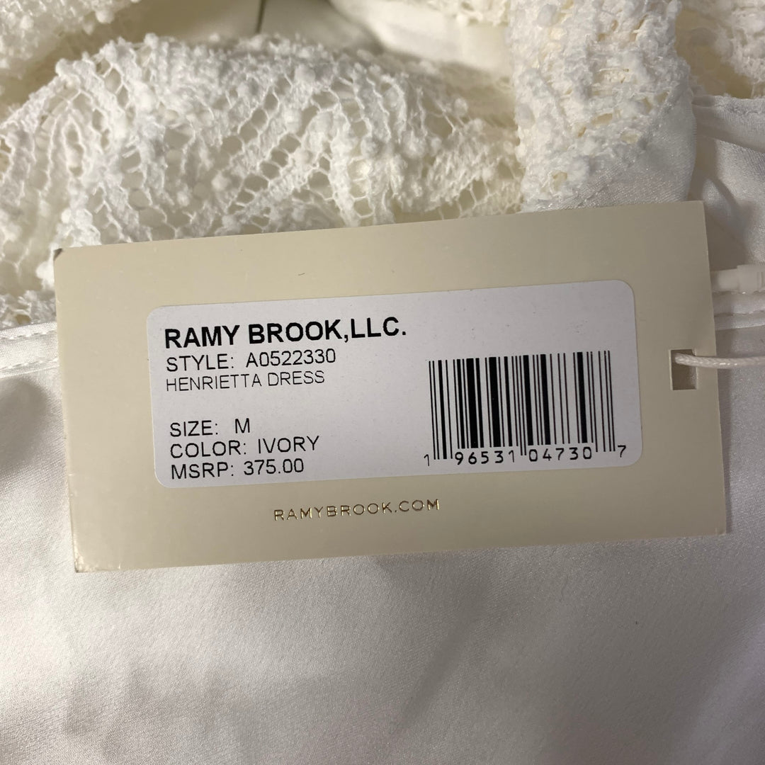 RAMY BROOK Size M White Polyester Chevron One Shoulder Mini Dress