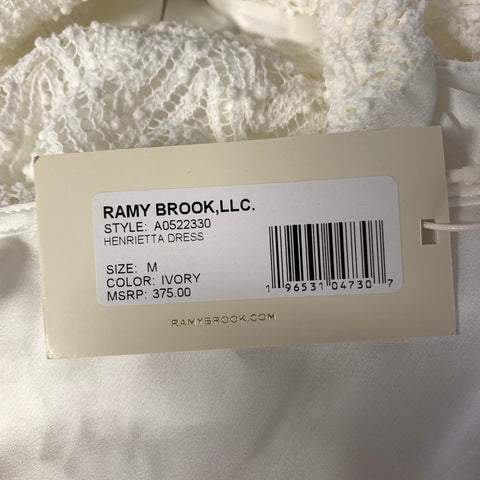 RAMY BROOK Size M White Polyester Chevron One Shoulder Mini Dress
